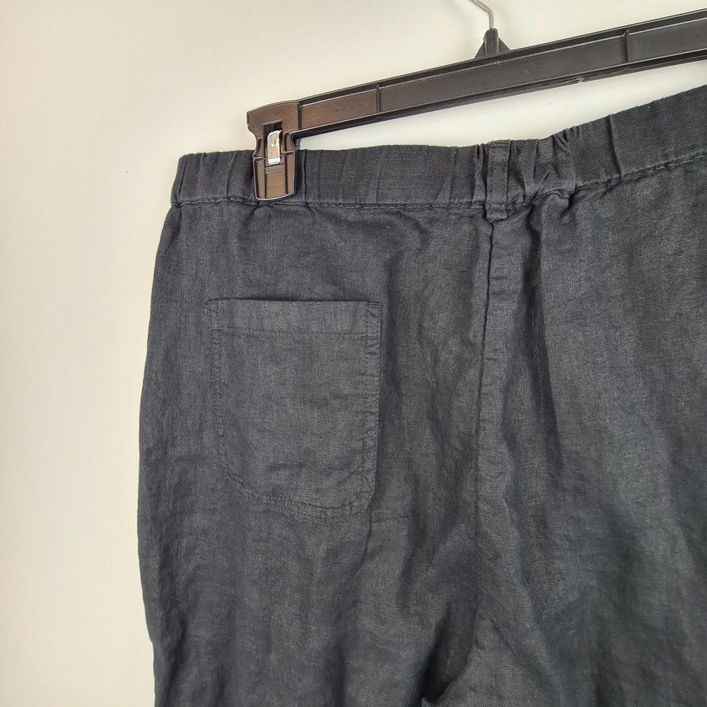 Quince Women's Black 100% European Linen Straight Leg Elastic Waist Pants Size L - Picture 7 of 9